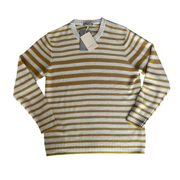 IceBreaker Men's Merino Shearer Crewe Sweater Ecru Heather Gold Stripe XL - Picture 3 of 10